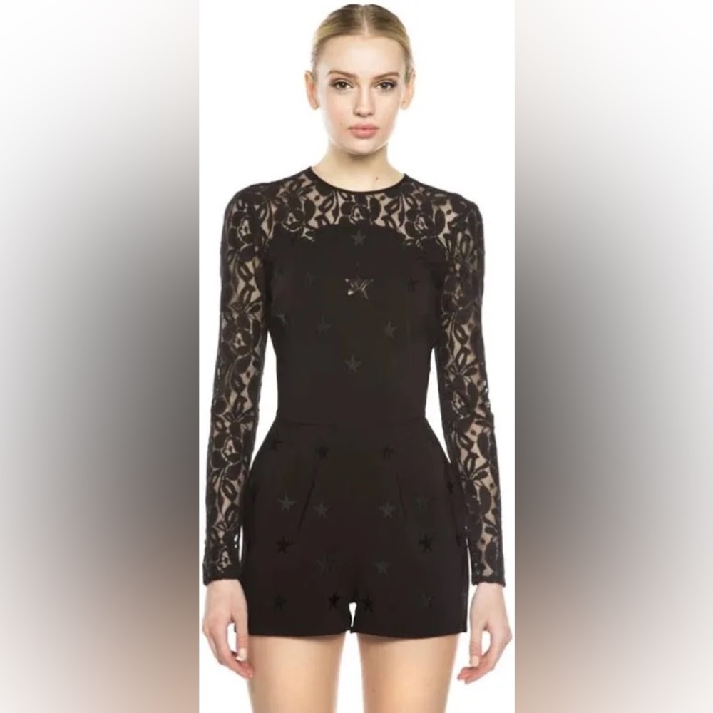 Torn by Ronny Kobo Black Lace Star Romper